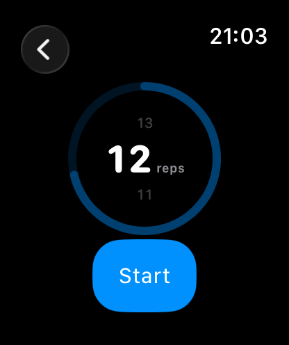 The pelvic floor Quick Start screen on bluebell Watch